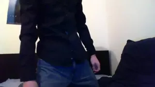 Horny boy strip and cum