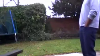 Naked smoking and then piss on self in cold garden