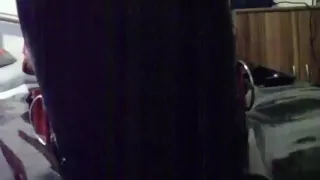 Ich im aufblasbaren Sack, mit Schmetterlingsknebel und Augenbinde