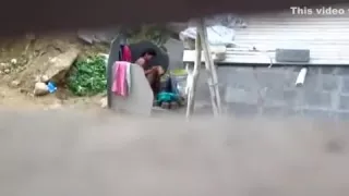 Aunty Bathing Exposed at Public Place
