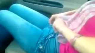 Delicious Girlfriend Removing Jeans In Car