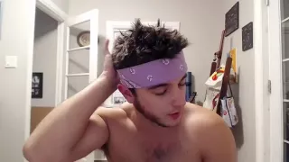 Sexy gay is beating off within doors and filming himself on web cam