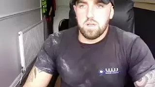 Seductive boyfriend is masturbating in a small room and shooting himself on webcam