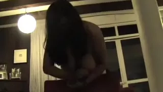 A very appetizing black brown large marvelous mother honey on web camera flashing milk shakes