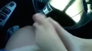 Non-Professional gal gives an astounding footjob t her BF in the car