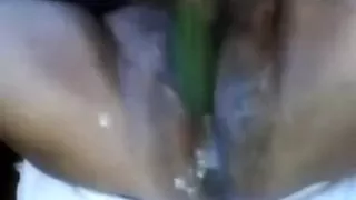 Anonymous disgusting floozy pleases her loose vagina with vegetable