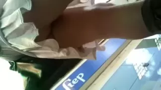 Amazing upskirt voyeur clip scene outside filmed on spycam