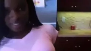 Admirable-Looking black girlfriend in the kitchen gives me a quick irrumation