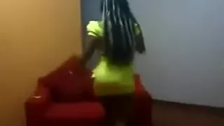 Bootylicious chocolate girlfriend shakes her obese arse like crazy