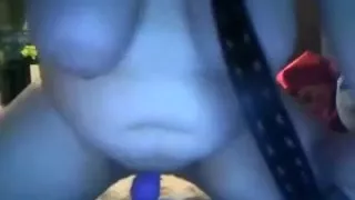 Overweight mature lady rides a marital-device in front of web camera