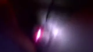Chunky and indecent wife in the dark masturbating with a stick