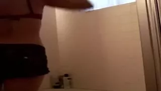 Flat chested black brown hottie can't live without to take a shower