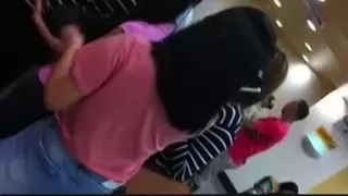 Following sexy Korean honey in sexy short jeans skirt