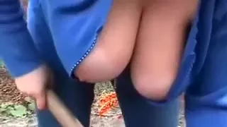 For the fetishists of busty cougars flashing love marangos outdoors