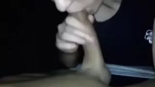 Four eyed girlfriend sucks my jock in front of a camera