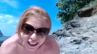Having outdoor masturbation session on Hawaii beach