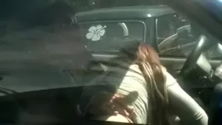 Lustful college black brown cutie was blowing dong in the car