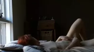 Humping a towel in bedroom till this playgirl cums on it on camera