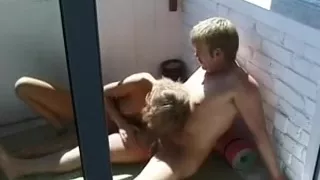 Just my friend getting oral pleasure-sex from his mother i'd like to fuck wife and I film 'em on the balcony