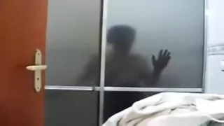 Mature and busty dark brown hair wife in the shower room in nature's garb