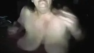 Aged and fat darksome brown lady is busty and playful