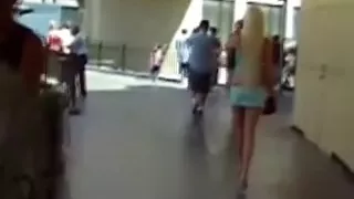 My golden-haired and busty girlfriend looking hot in public places