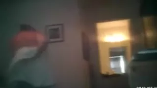 My fat sweet wife getting dressed after showering