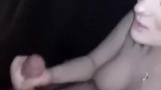 my black-haired girlfriend  with big pantoons gives me one hell of a cook jerking