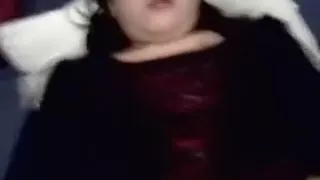 My older brunette hair hair white large nice-looking woman with her legs wide open