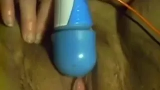 My wife penetrating her darksome fur pie with thick plastic dildos