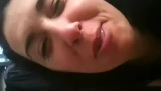 Not so delightsome black brown auntie takes strapon in her face aperture and swallows some sperm