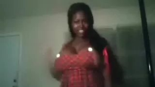 Outrageous dark brown hair ebon hottie with big bubble bra buddies