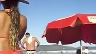 Consummate lalin hotty a-hole on the beach in sexy bikini panties