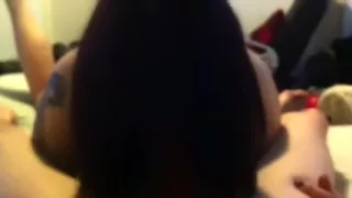 Petite bulky dark brown hair girlfriend eats my shlong on POV