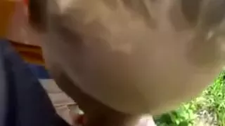 Redhead next door girl blows my dick on a loan outdoor