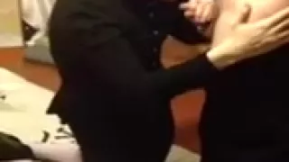 Sissy secretary sucking knob of her boss in her office outfit