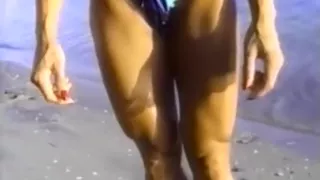 Sportive wrestler playgirl gives me an interivew on the shore