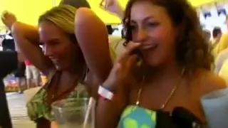 Spring breakers showing off their hawt milk cans on camera and to public