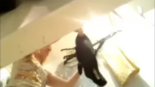 Spying on sexy golden-haired hottie stripping in a changing room