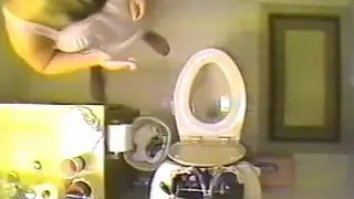 The hidden camera in the restroom on the ceiling caught my babe