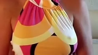 This sexy brown skin babe knows that her bra buddies are incredible