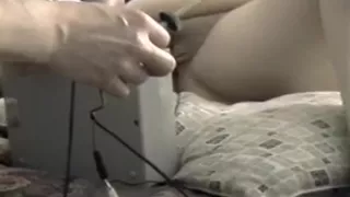 Urethral electro large O for my mature overweight wife on webcam