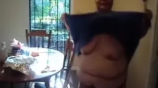 Disgusting large gorgeous woman granny demonstrates her awful body on livecam