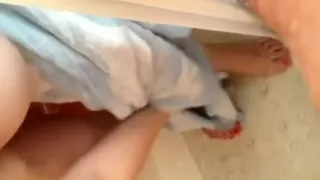 Taping my disgusting large charming woman neighbor after taking a shower