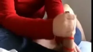 Amazing compilation of my naughty wife jerking off my big white 10-Pounder