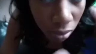 Youthful dark slut takes shlong in her hot lip face aperture and gets jizzed