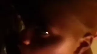 Bosomy ebon girlfriend in the dark eating my cock