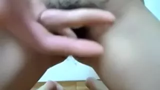 shaggy young girlfriend  of mine wets her twat till an orgasm