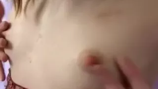 slender white girlfriend  of my ally undresses on camera by squeezing her bazookas