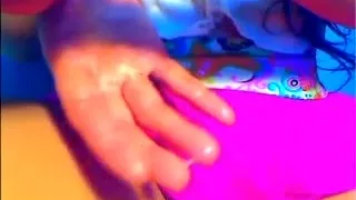 Perspired juvenile dark brown undresses on web camera and blows fake penis